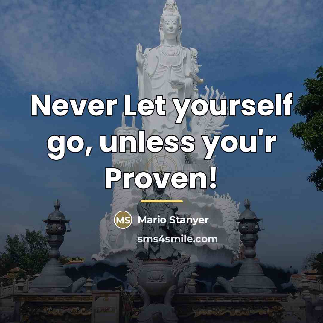 “Never Let yourself go, unless you'r Proven!…” quote by Mario Stanyer