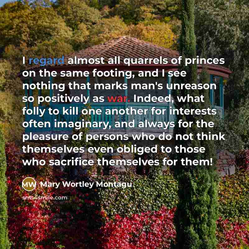 “I regard almost all quarrels of princes on the same…” quote by Mary Wortley Montagu