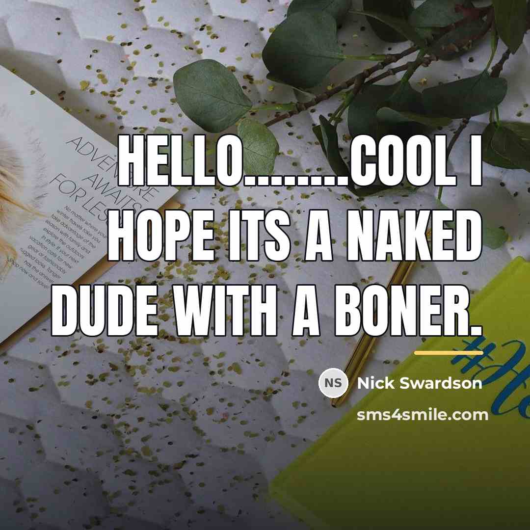 “Hello........Cool I hope its a naked dude with a boner.…” quote by Nick Swardson