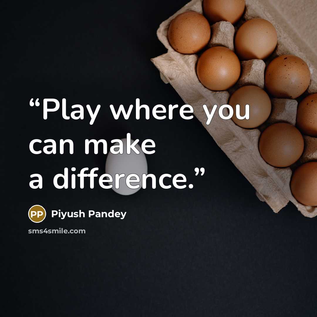 “Play where you can make a difference.” quote by Piyush Pandey