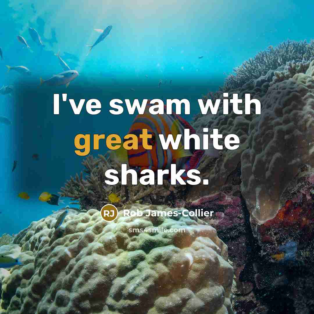 “I've swam with great white sharks.…” quote by Rob James-Collier