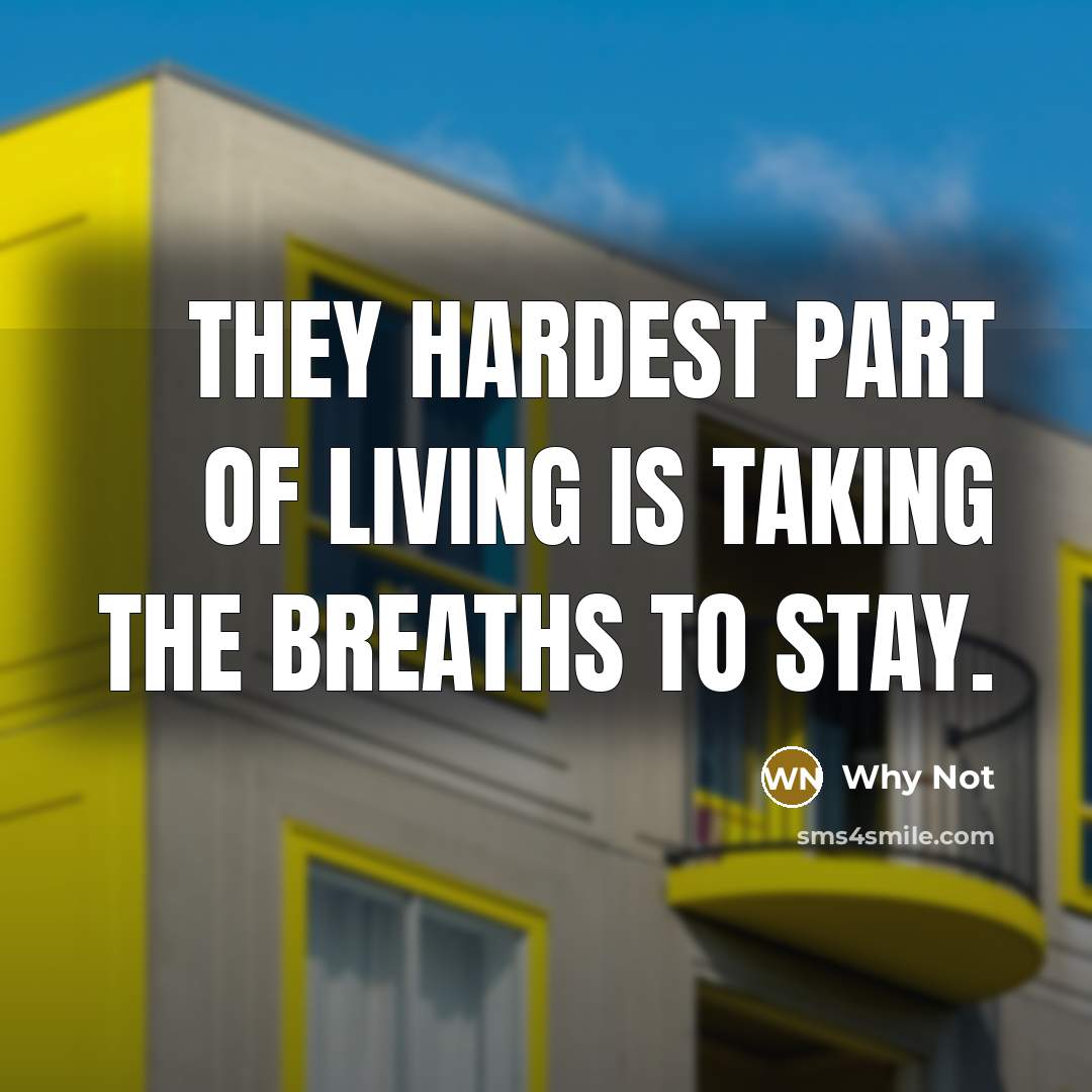 “They hardest part of living is taking the breaths to…” quote by Why Not