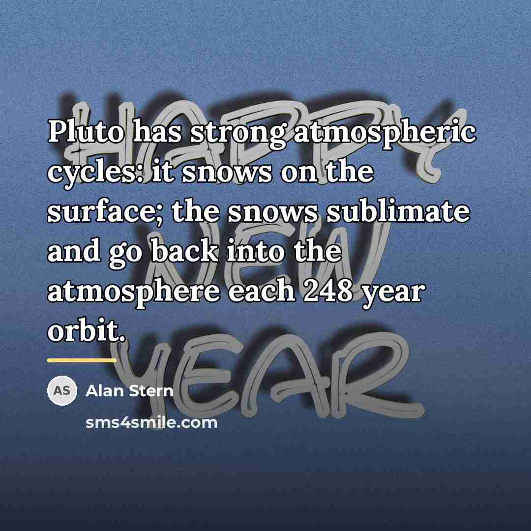 “Pluto has strong atmospheric cycles: it snows on the surface;…” quote by Alan Stern