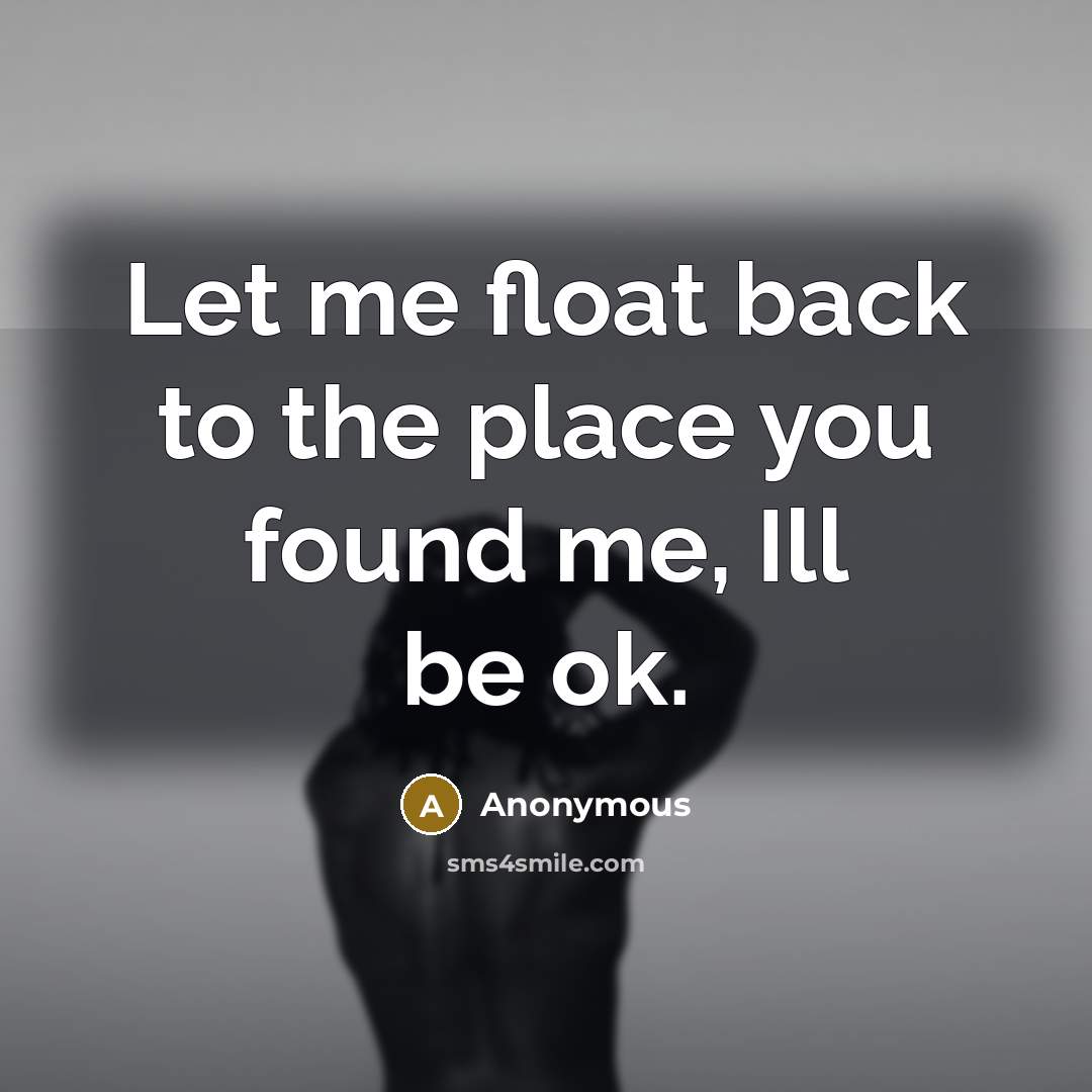“Let me float back to the place you found me, Ill be ok.” quote by Anonymous