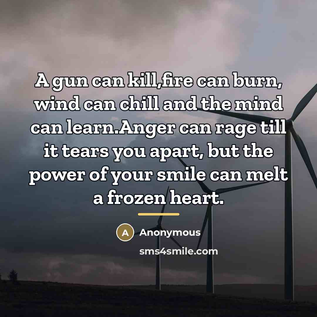 “A gun can kill,fire can burn, wind can chill and…” quote by Anonymous