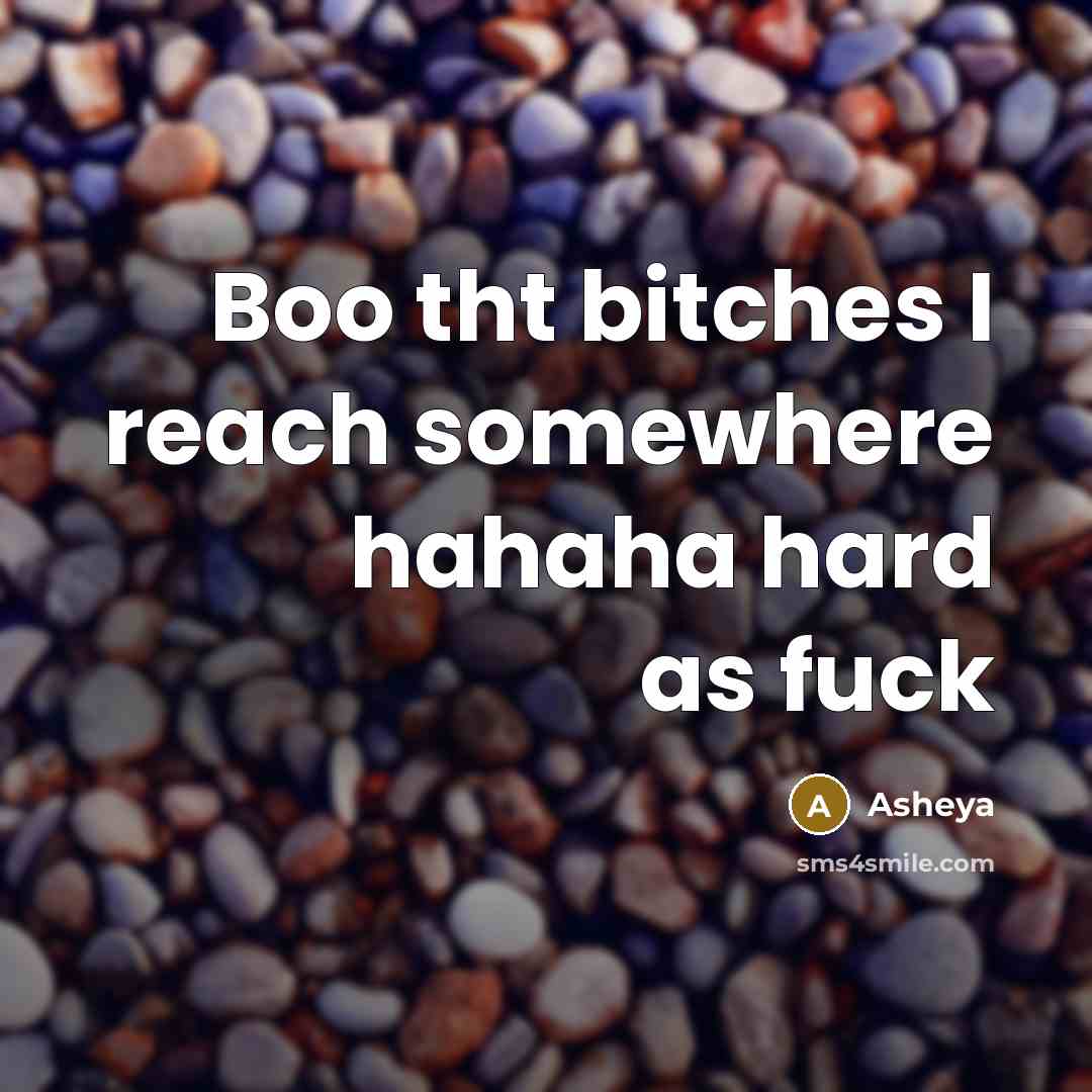 “Boo tht bitches I reach somewhere hahaha hard as fuck” quote by Asheya