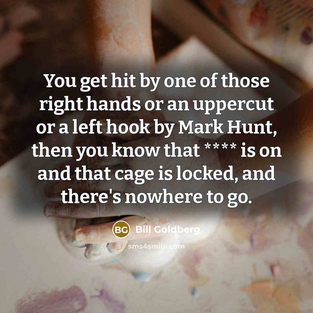 “You get hit by one of those right hands or…” quote by Bill Goldberg