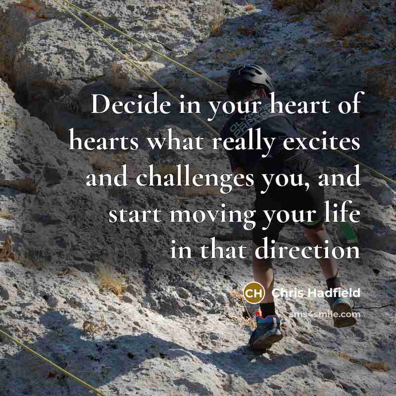 “Decide in your heart of hearts what really excites and…” quote by Chris Hadfield