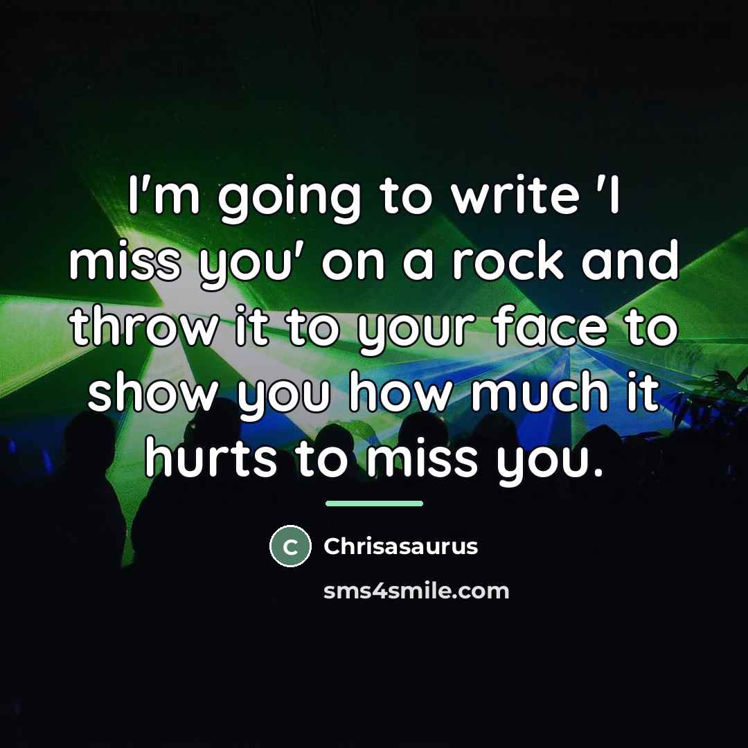 “I'm going to write 'I miss you' on a rock…” quote by Chrisasaurus