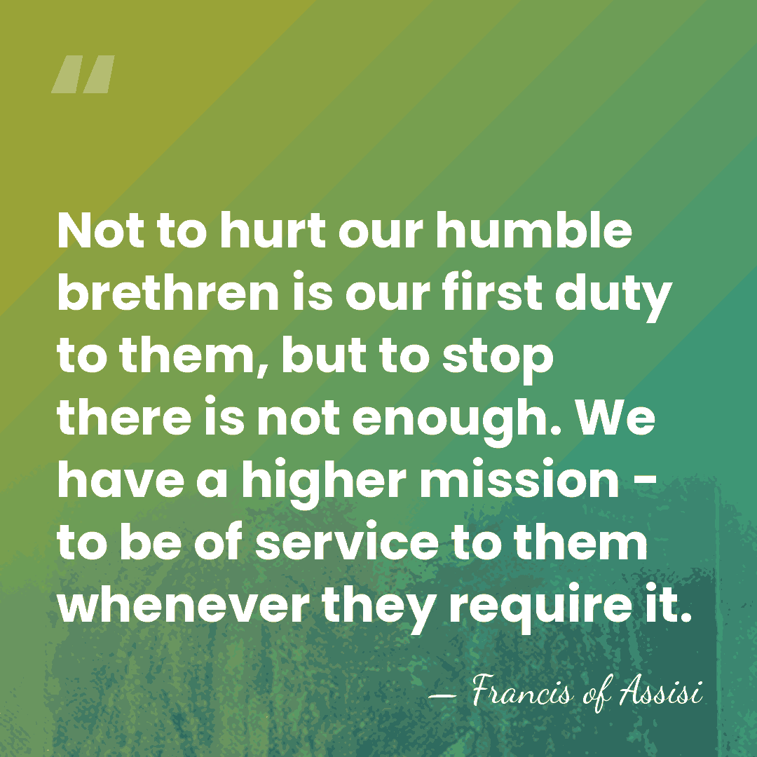 Not to hurt our humble brethren is our first duty to them,&hellip; - Francis of Assisi