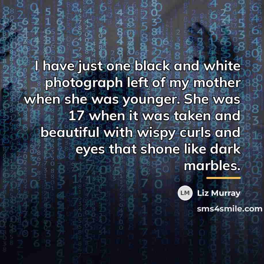 “I have just one black and white photograph left of…” quote by Liz Murray