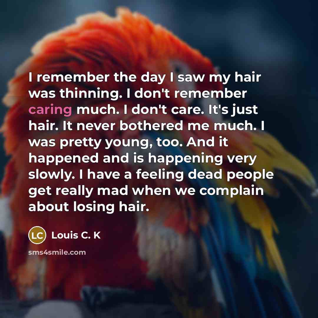 “I remember the day I saw my hair was thinning.…” quote by Louis C. K