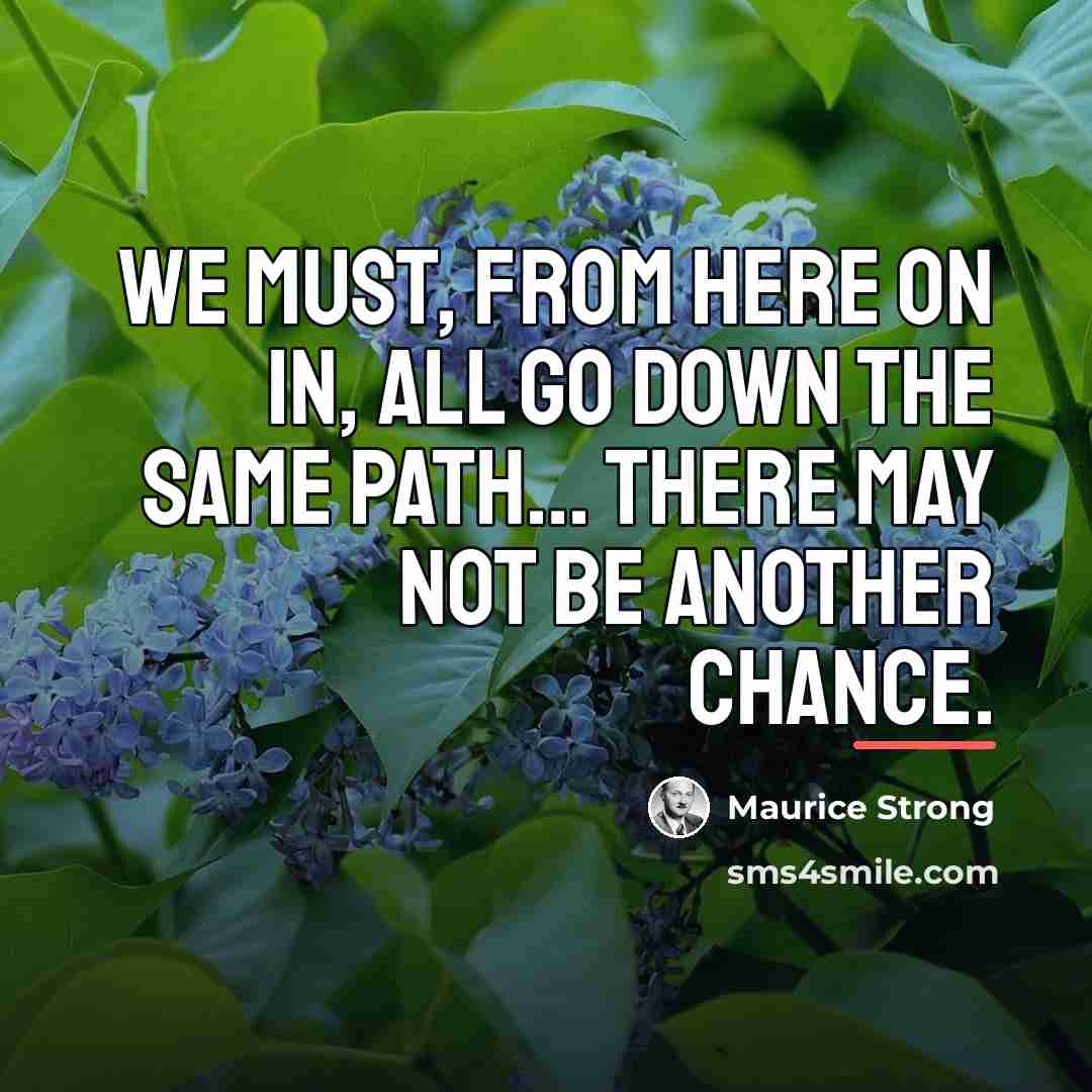 “We must, from here on in, all go down the…” quote by Maurice Strong