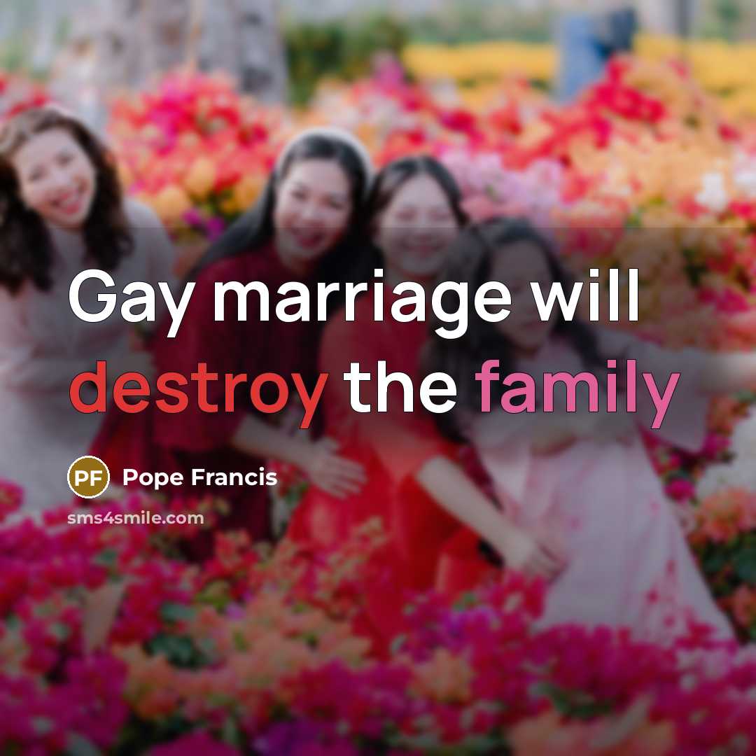 “Gay marriage will destroy the family” quote by Pope Francis