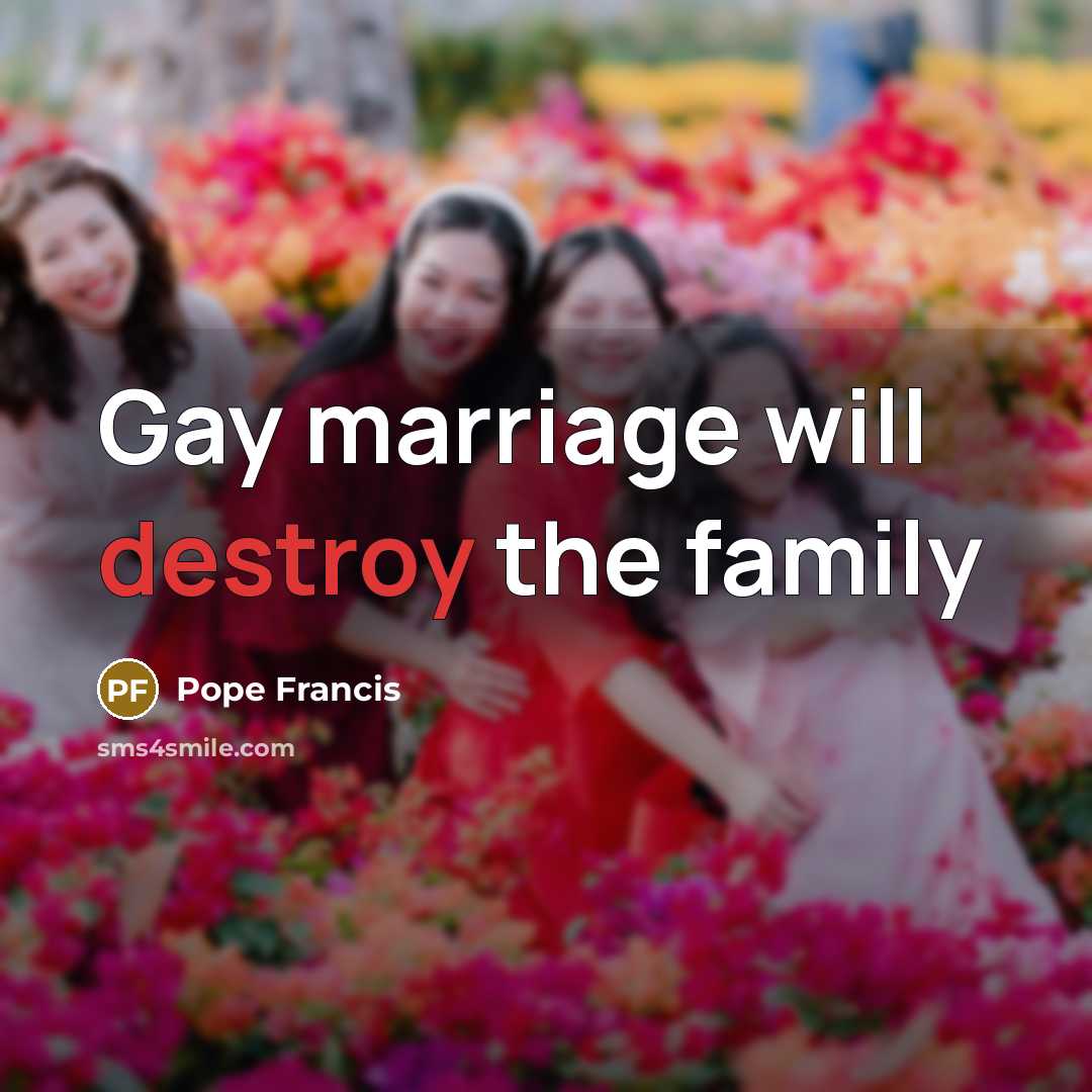“Gay marriage will destroy the family…” quote by Pope Francis