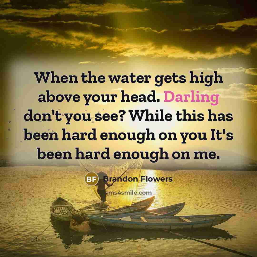 “When the water gets high above your head. Darling don't…” quote by Brandon Flowers