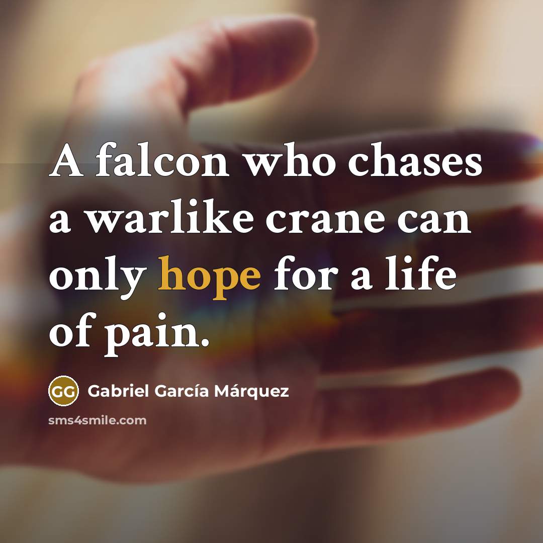“A falcon who chases a warlike crane can only hope…” quote by Gabriel Garcia Marquez