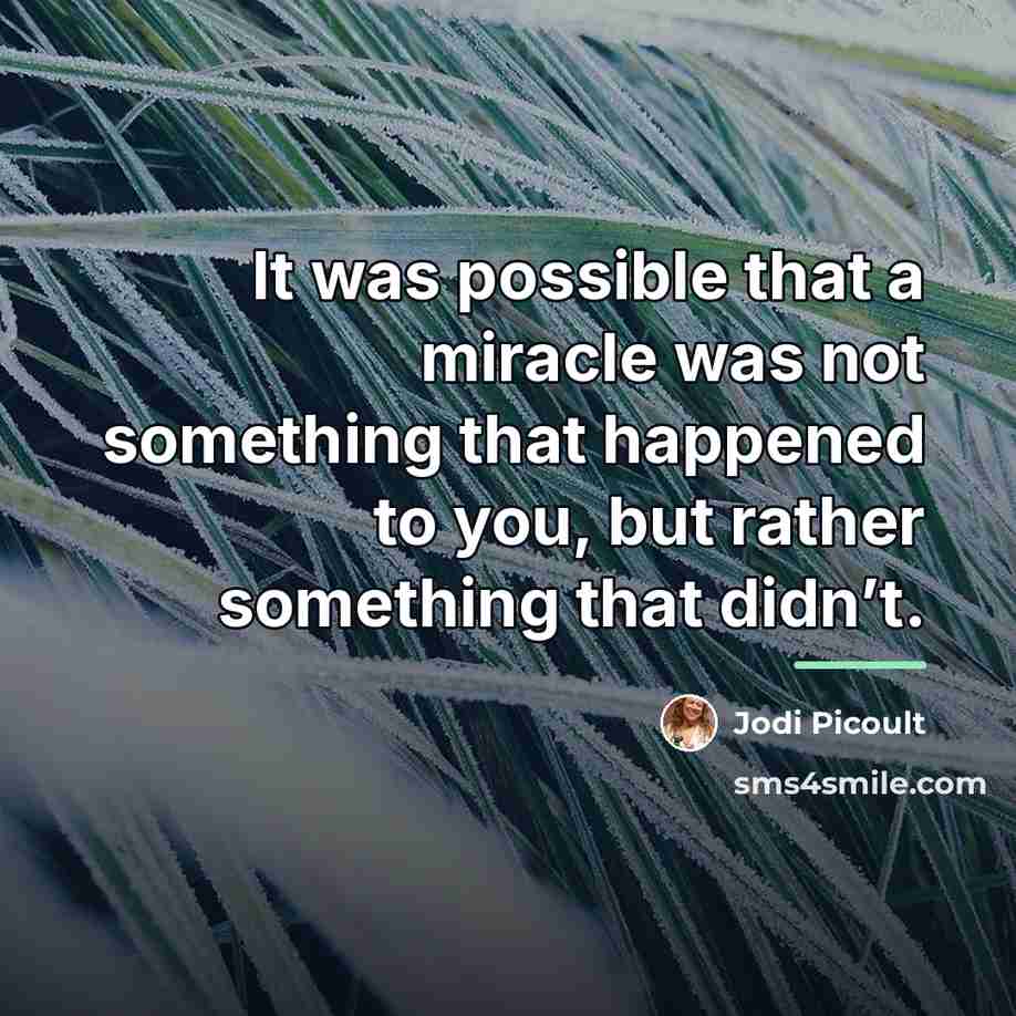 “It was possible that a miracle was not something that…” quote by Jodi Picoult