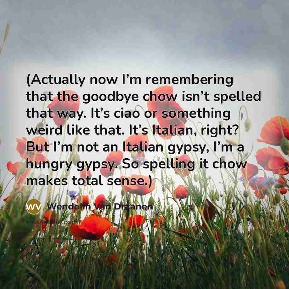 “(Actually now I’m remembering that the goodbye chow isn’t spelled…” quote by Wendelin Van Draanen