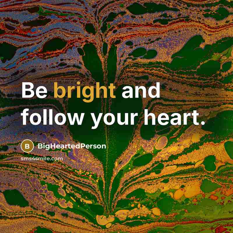 “Be bright and follow your heart.” quote by BigHeartedPerson