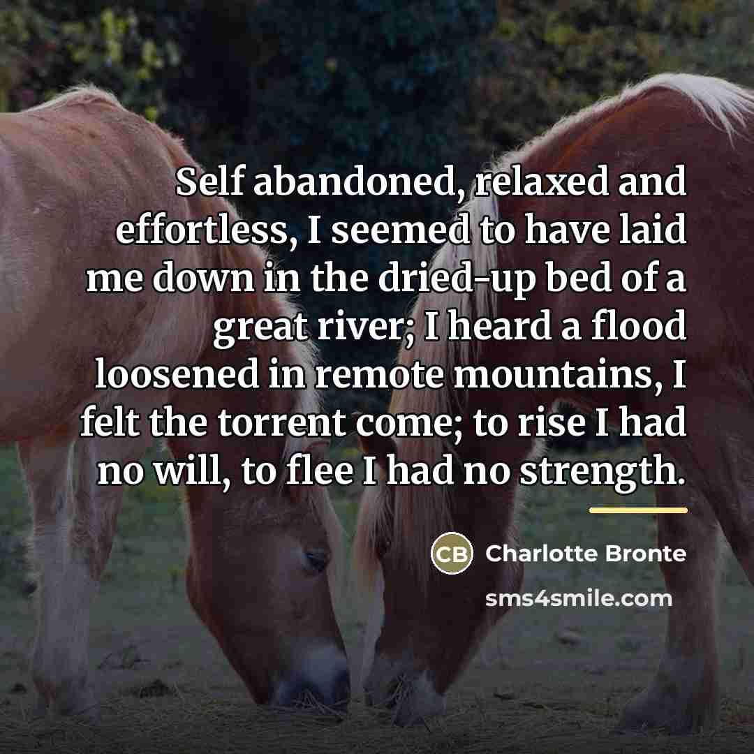 “Self abandoned, relaxed and effortless, I seemed to have laid…” quote by Charlotte Bronte