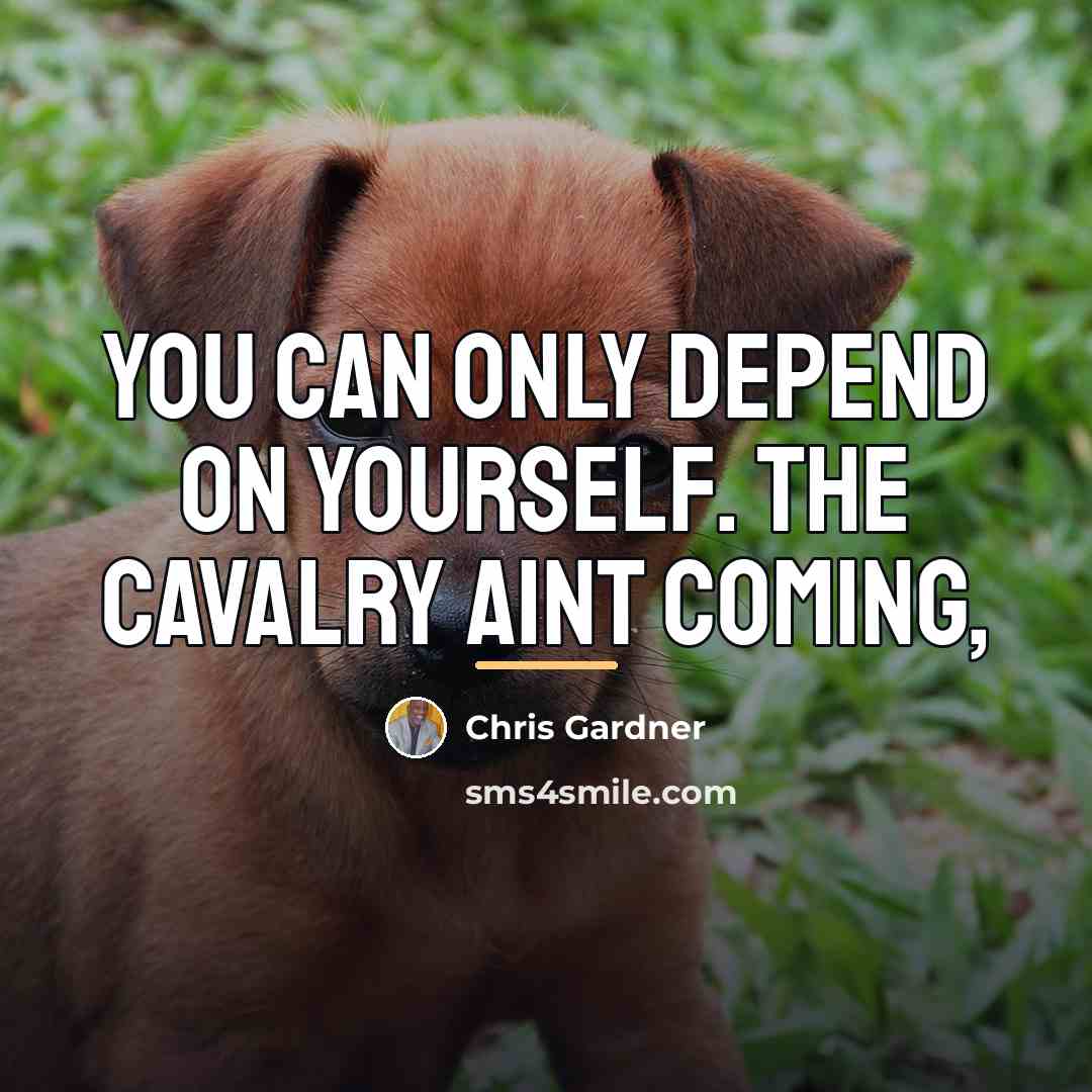 “You can only depend on yourself. The cavalry aint coming,…” quote by Chris Gardner