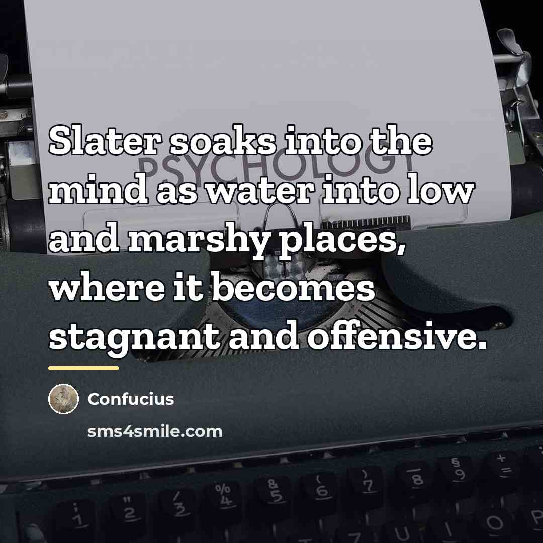 “Slater soaks into the mind as water into low and…” quote by Confucius