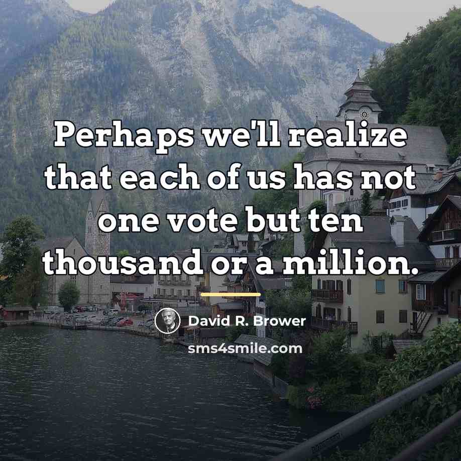 “Perhaps we'll realize that each of us has not one…” quote by David R. Brower