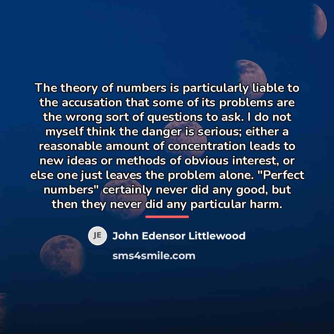 “The theory of numbers is particularly liable to the accusation…” quote by John Edensor Littlewood