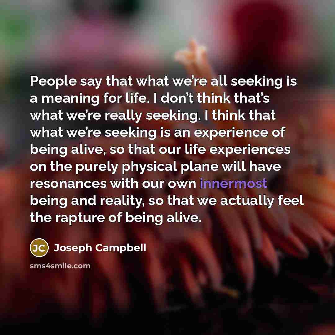 “People say that what we’re all seeking is a meaning…” quote by Joseph Campbell