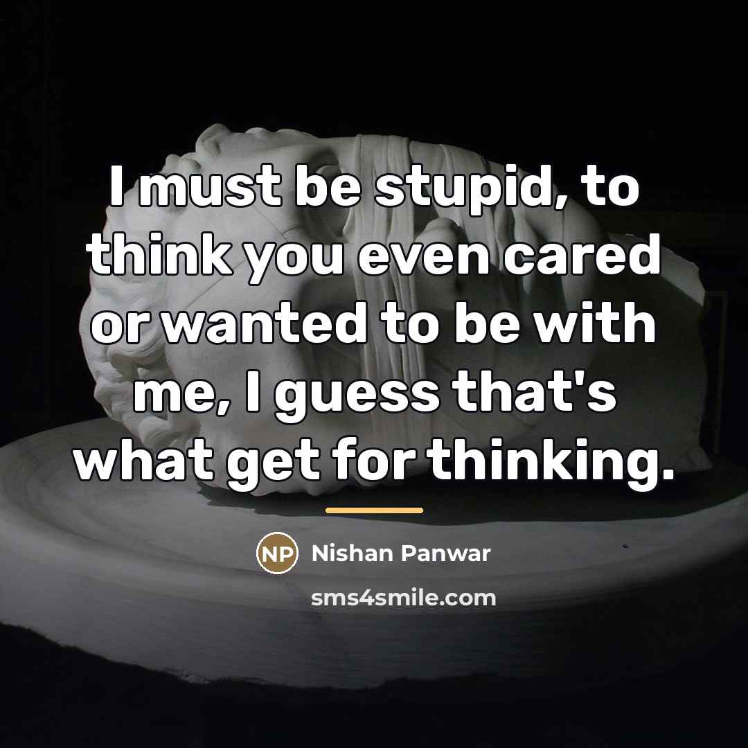 “I must be stupid, to think you even cared or…” quote by Nishan Panwar