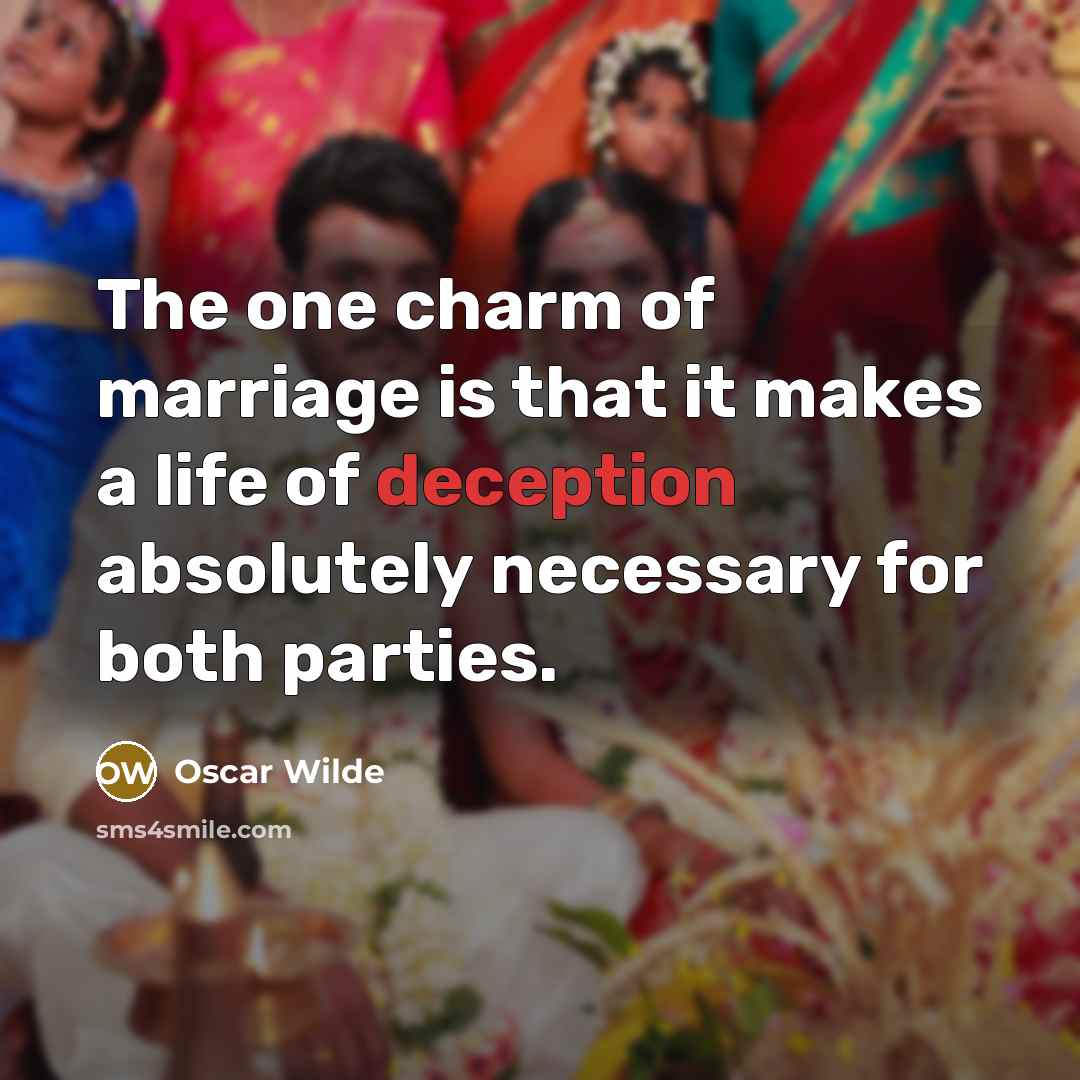 “The one charm of marriage is that it makes a…” quote by Oscar Wilde