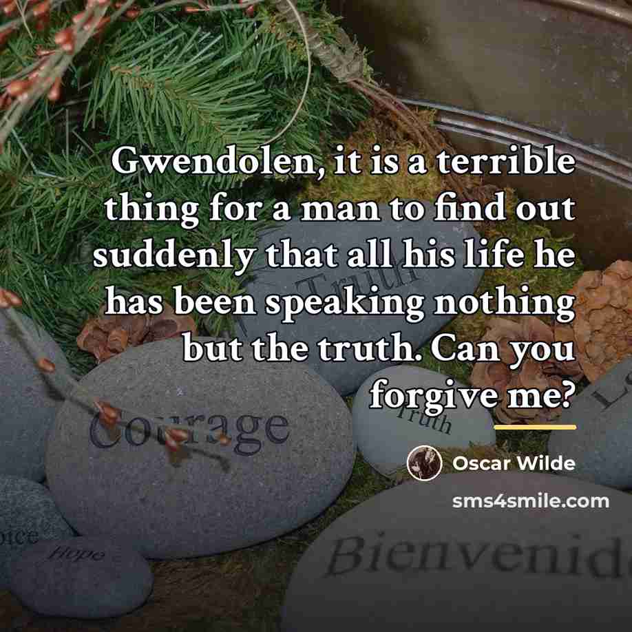 “Gwendolen, it is a terrible thing for a man to…” quote by Oscar Wilde