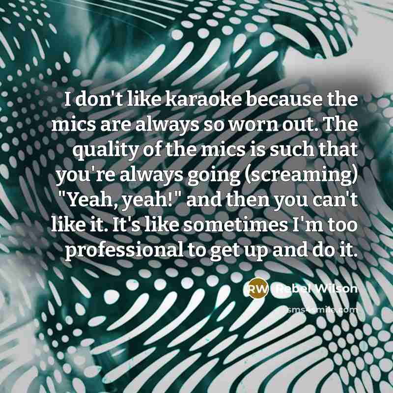 “I don't like karaoke because the mics are always so…” quote by Rebel Wilson