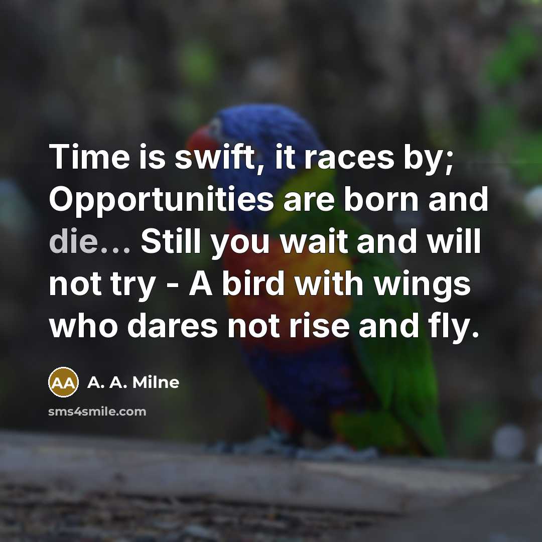 “Time is swift, it races by; Opportunities are born and…” quote by A. A. Milne