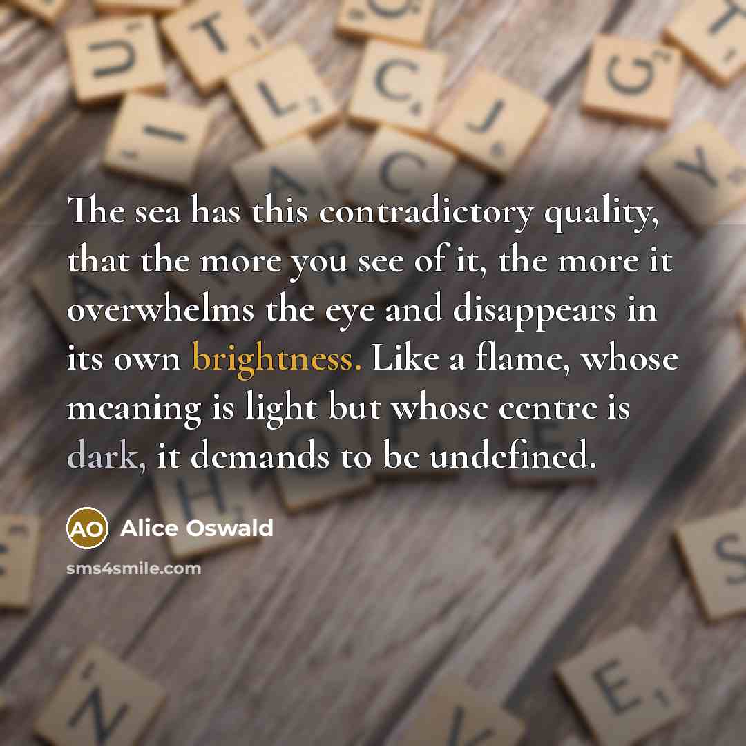 “The sea has this contradictory quality, that the more you…” quote by Alice Oswald