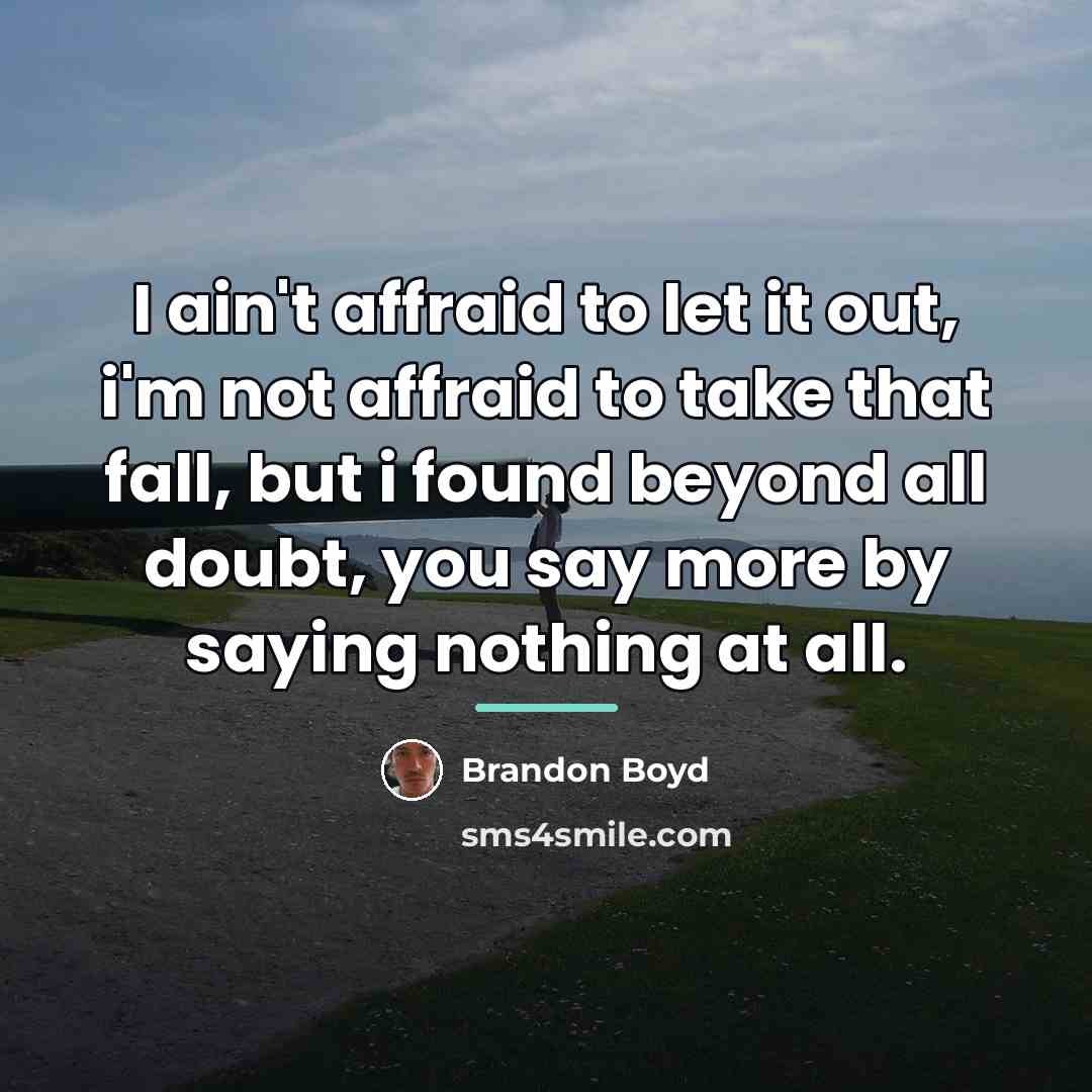 “I ain't affraid to let it out, i'm not affraid…” quote by Brandon Boyd