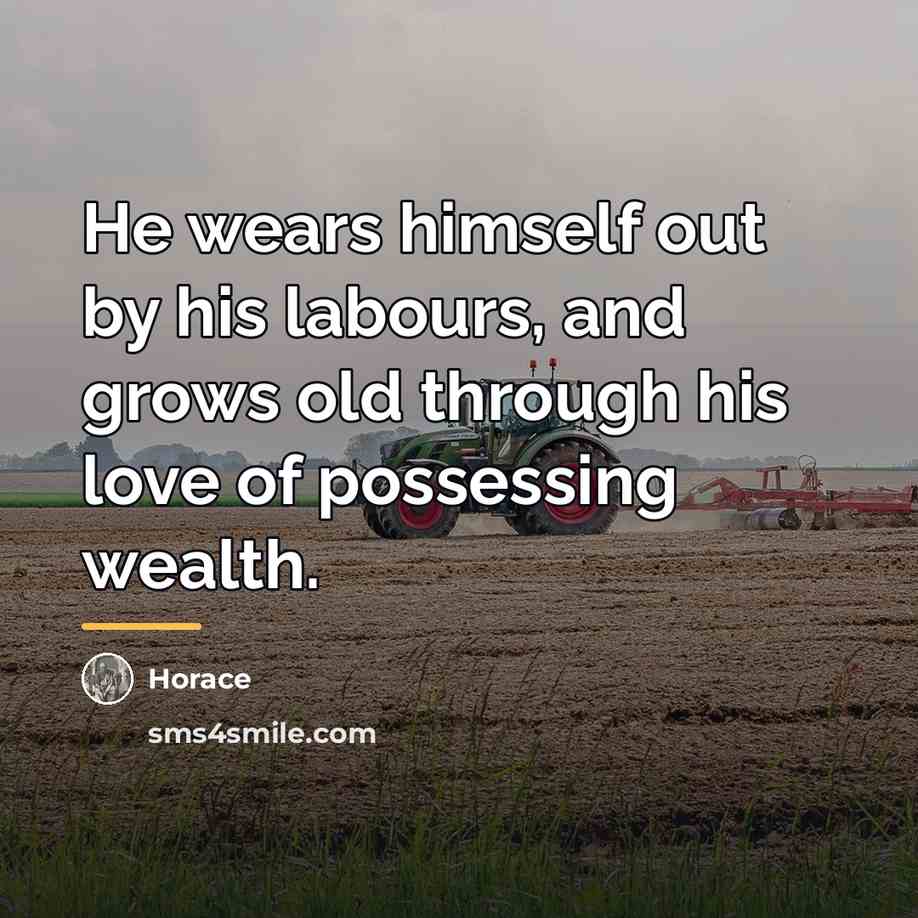 “He wears himself out by his labours, and grows old…” quote by Horace