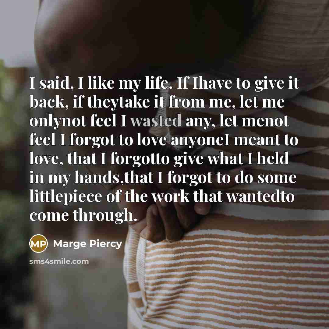 “I said, I like my life. If Ihave to give…” quote by Marge Piercy