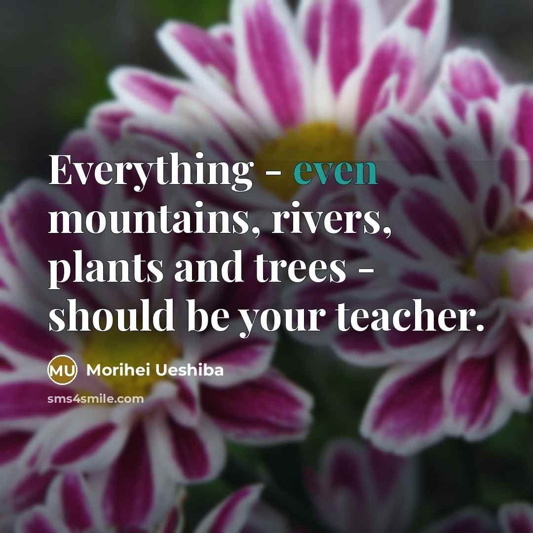 “Everything - even mountains, rivers, plants and trees - should…” quote by Morihei Ueshiba