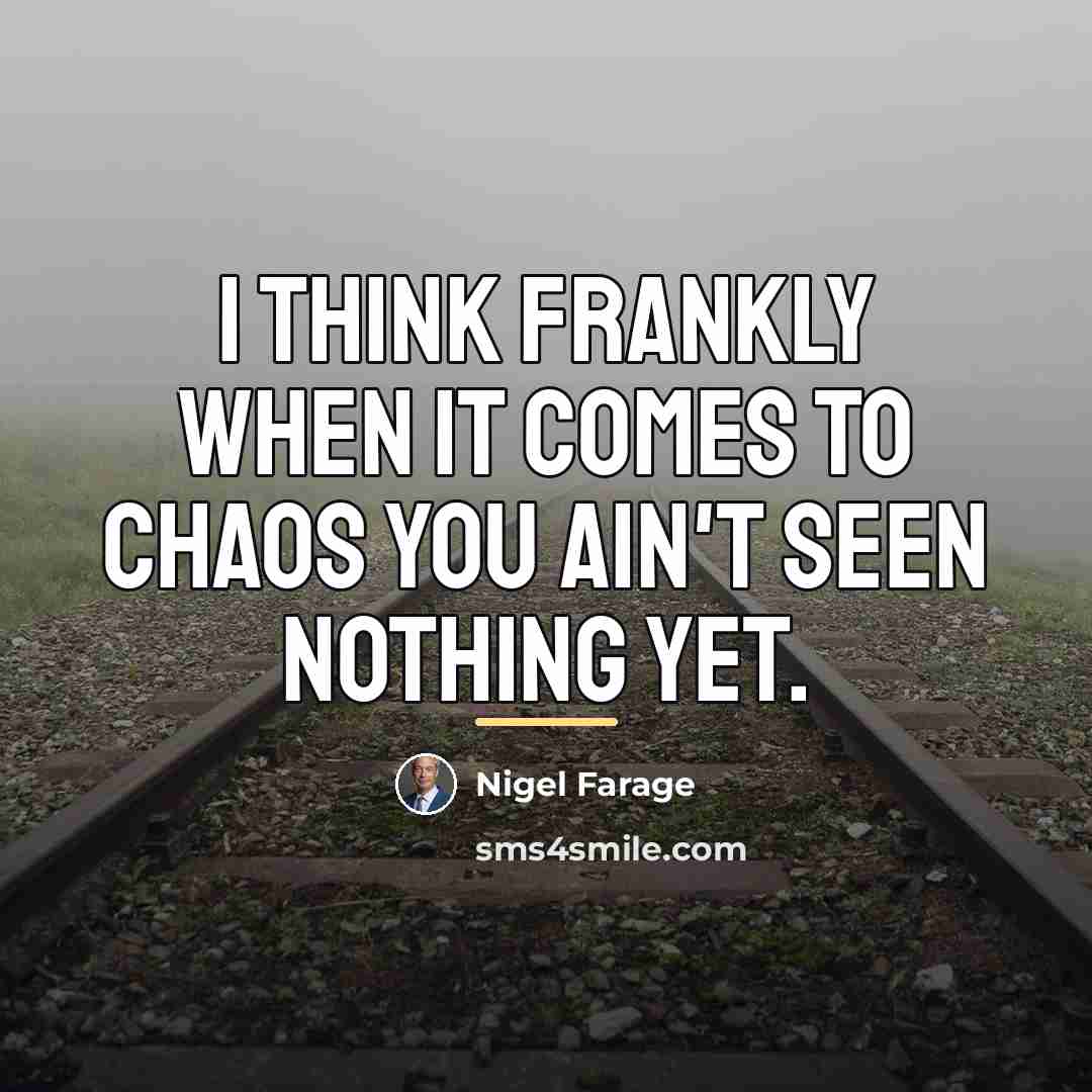 “I think frankly when it comes to chaos you ain't…” quote by Nigel Farage