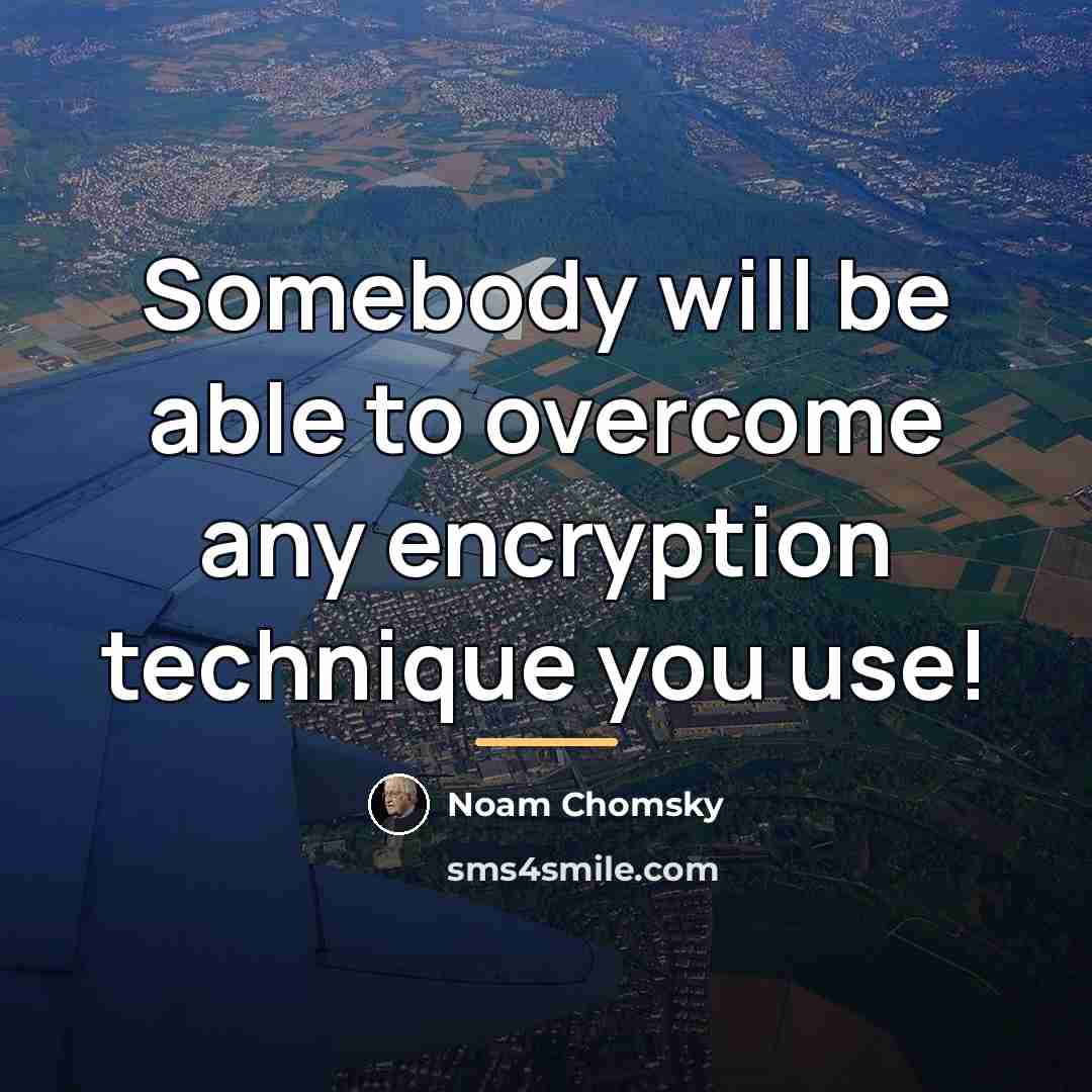 “Somebody will be able to overcome any encryption technique you…” quote by Noam Chomsky