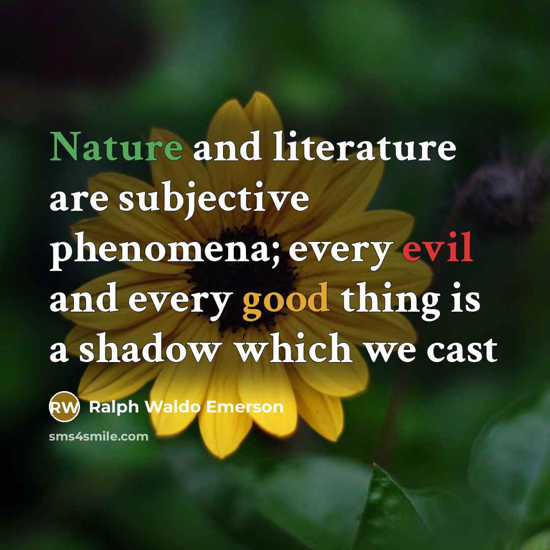 “Nature and literature are subjective phenomena; every evil and every…” quote by Ralph Waldo Emerson