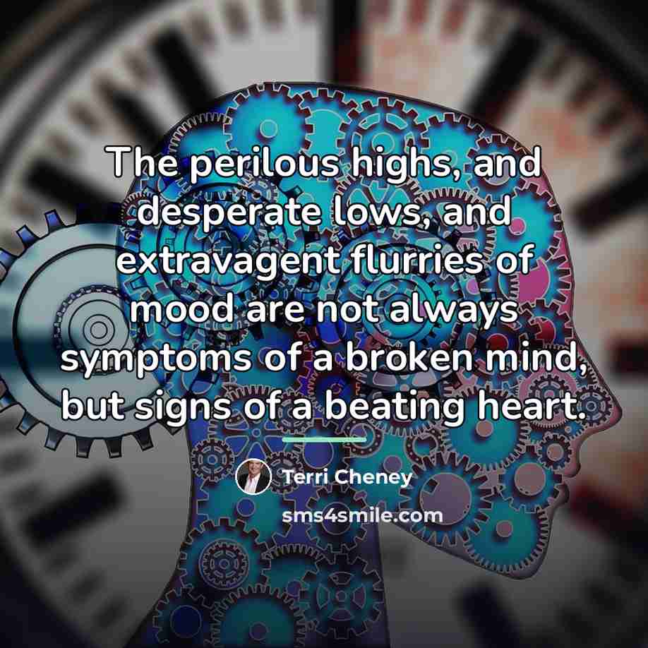 “The perilous highs, and desperate lows, and extravagent flurries of…” quote by Terri Cheney
