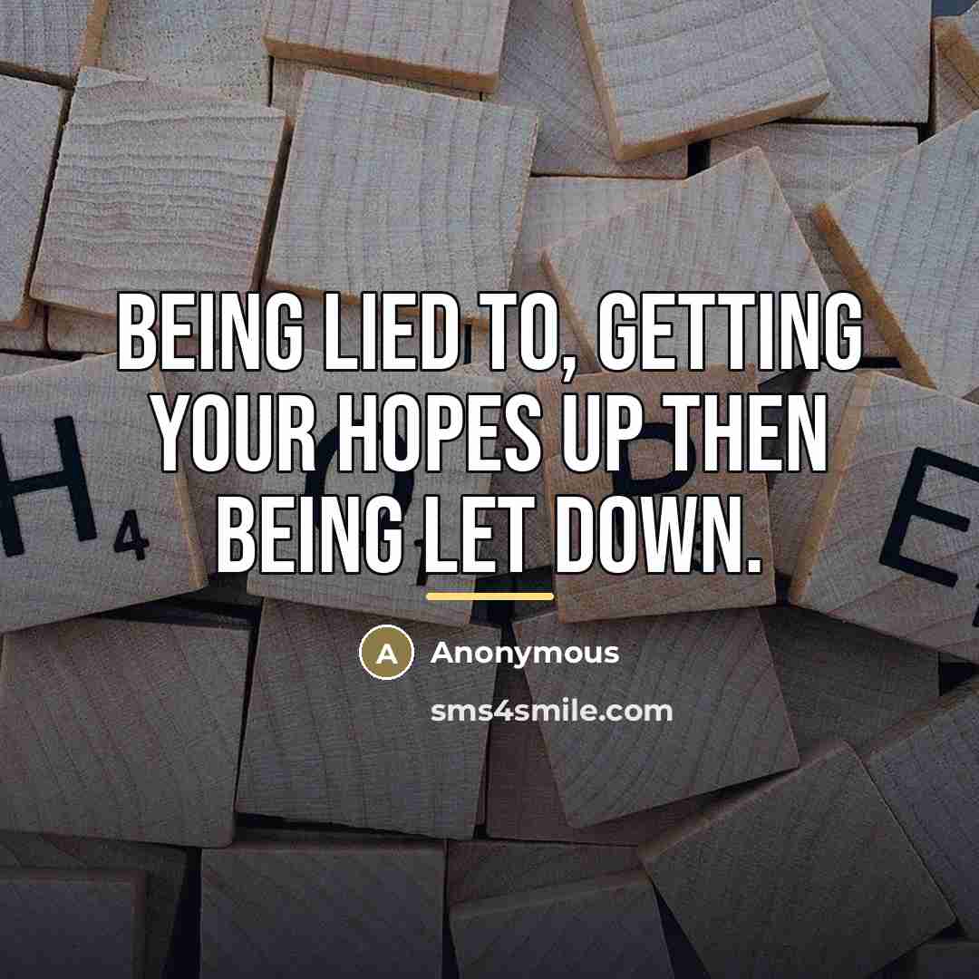 “Being lied to, getting your hopes up then being let…” quote by Anonymous