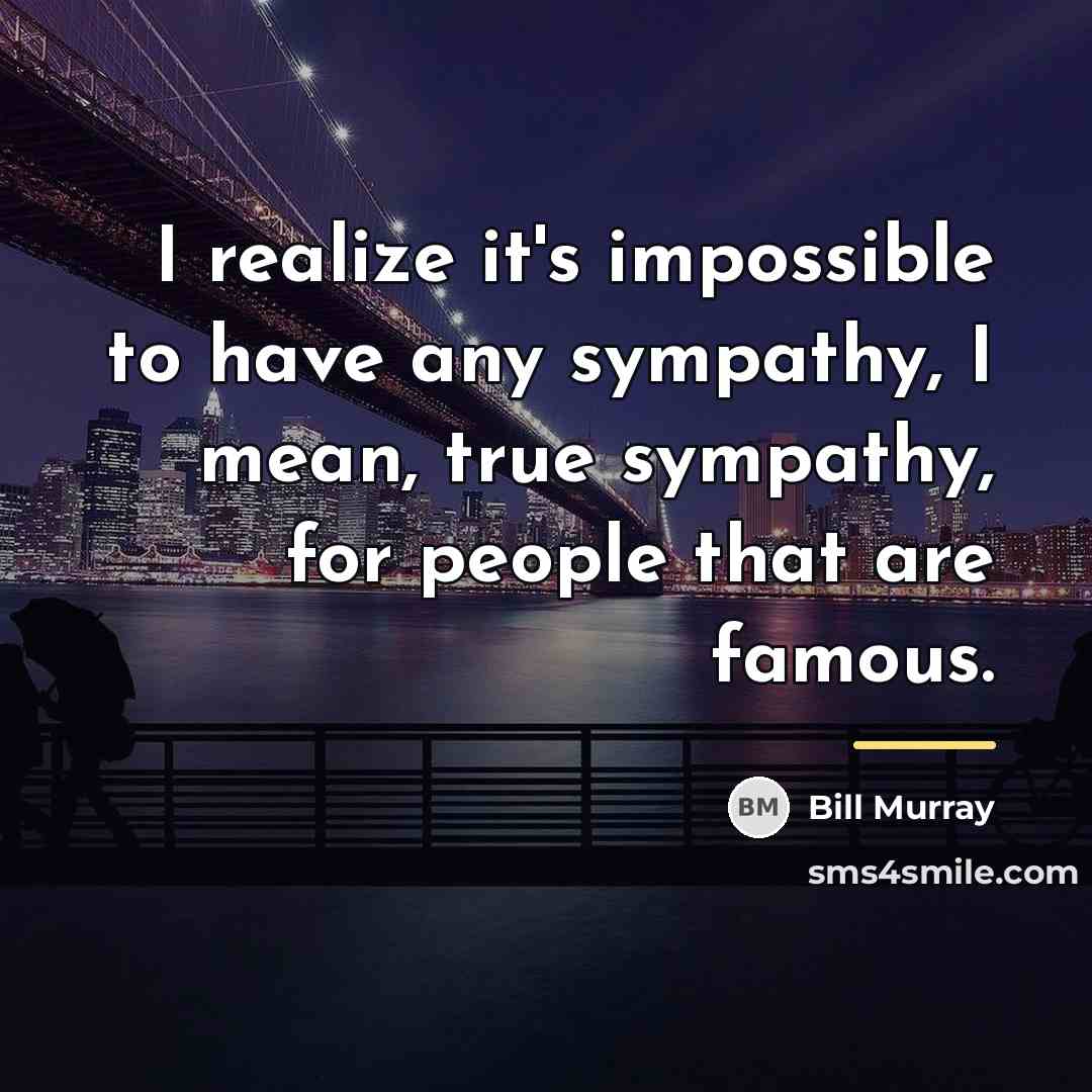 “I realize it's impossible to have any sympathy, I mean,…” quote by Bill Murray