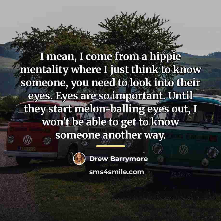 “I mean, I come from a hippie mentality where I…” quote by Drew Barrymore