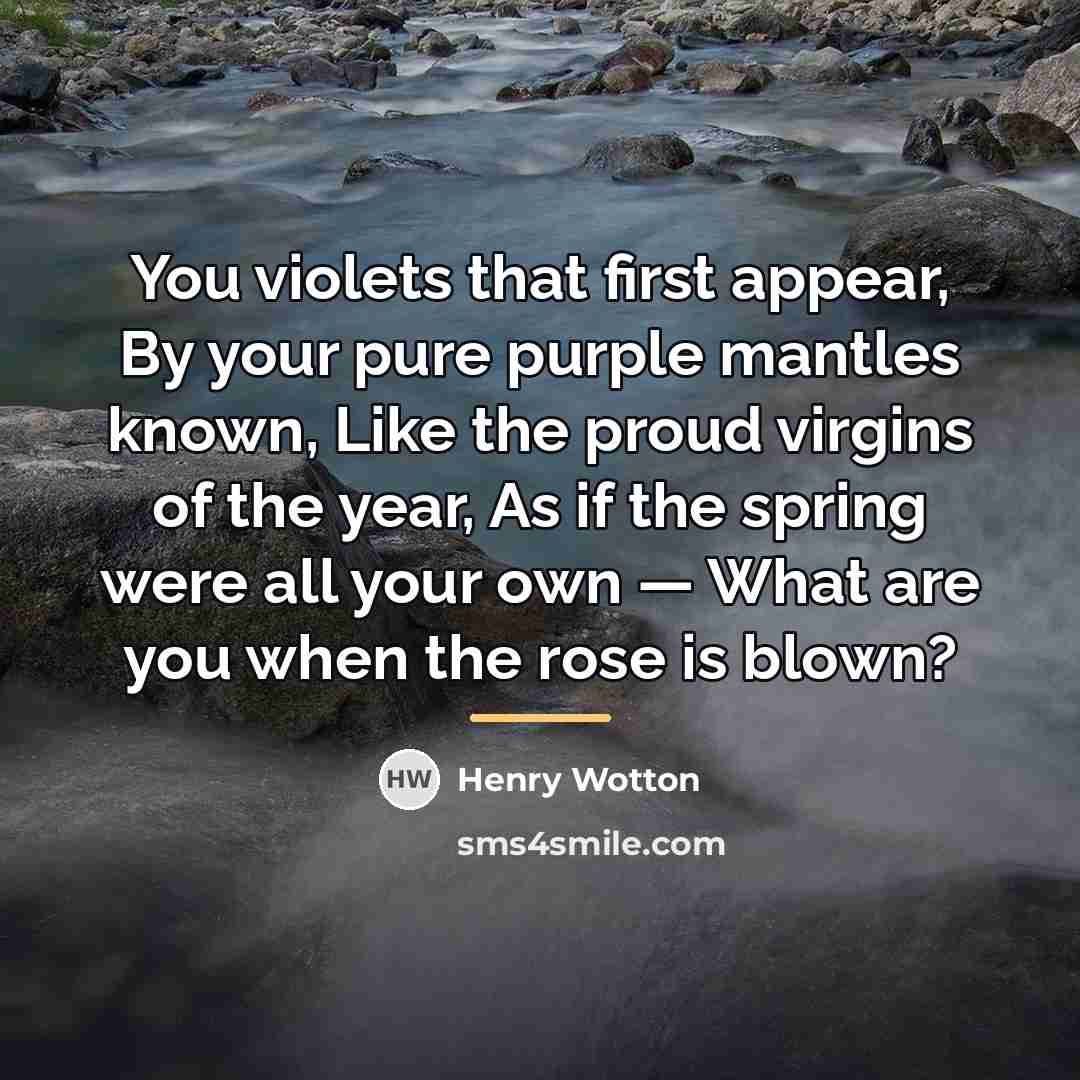 “You violets that first appear, By your pure purple mantles…” quote by Henry Wotton