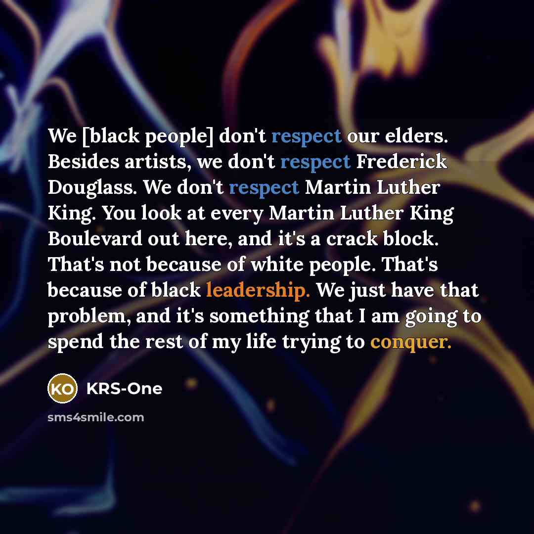 “We [black people] don't respect our elders. Besides artists, we…” quote by KRS-One