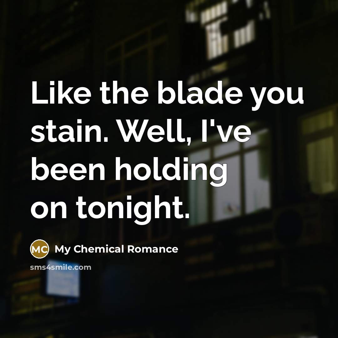 “Like the blade you stain. Well, I've been holding on tonight.” quote by My Chemical Romance